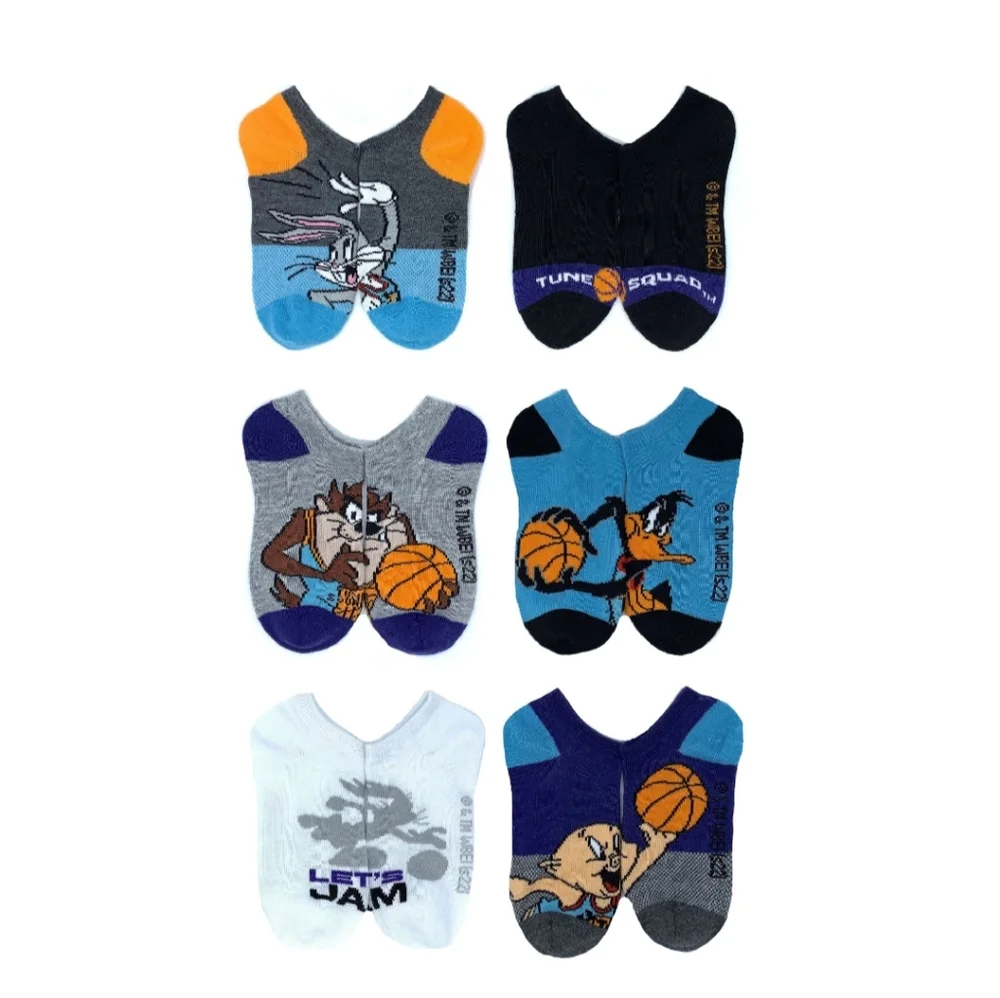 Boys No Show Socks Space Jam Shoes Size 3-9 Large 6pairs NWT